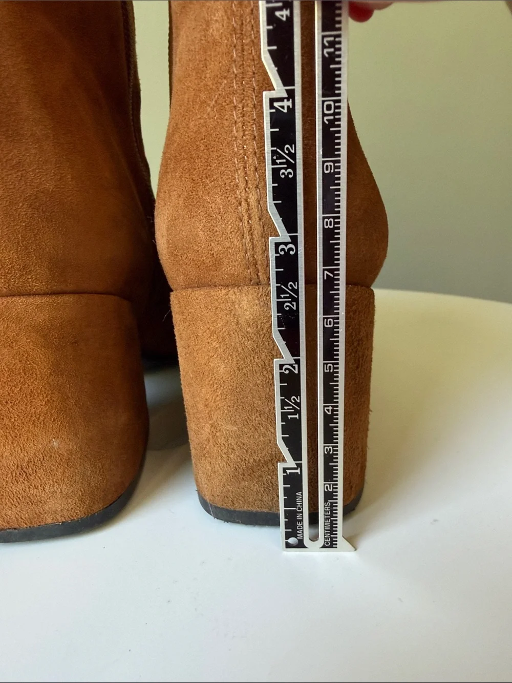 Vagabond Shoemakers Brown Suede Ankle Boots Block Heel Minimalist Zip Booties
